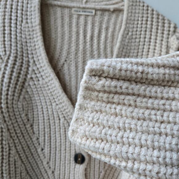 Ulla Johnson Alpaca Blend Chunky Knit Cardigan Sweater Women Sz Medium Cream EUC - Picture 10 of 16